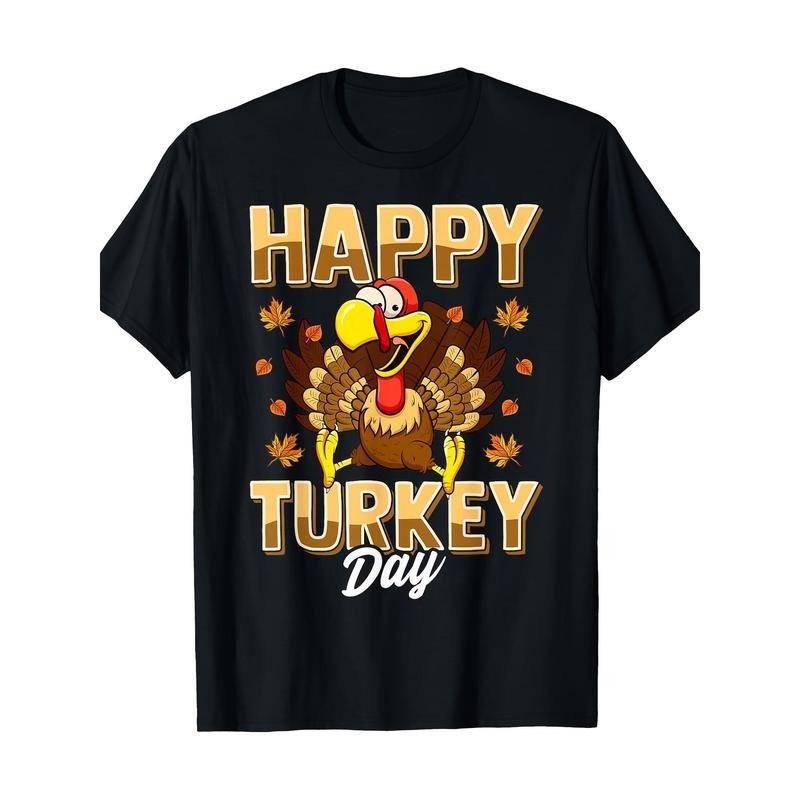 Thanksgiving Turkey Graphic T-Shirt for Men - 100% Cotton Crew Neck Casual Tee with Slight Stretch - All-Season Short...