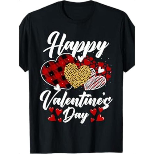 1pc Happy Valentine'S Day T-Shirt for Men - 100% Cotton, Geometric Pattern, Crew Neck, Short Sleeve, Casual Fit,...