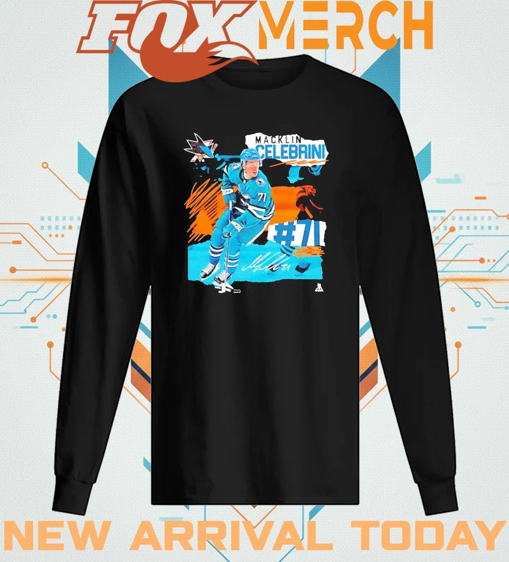 Macklin Celebrini San Jose Sharks Fresh Ice signature t-shirt