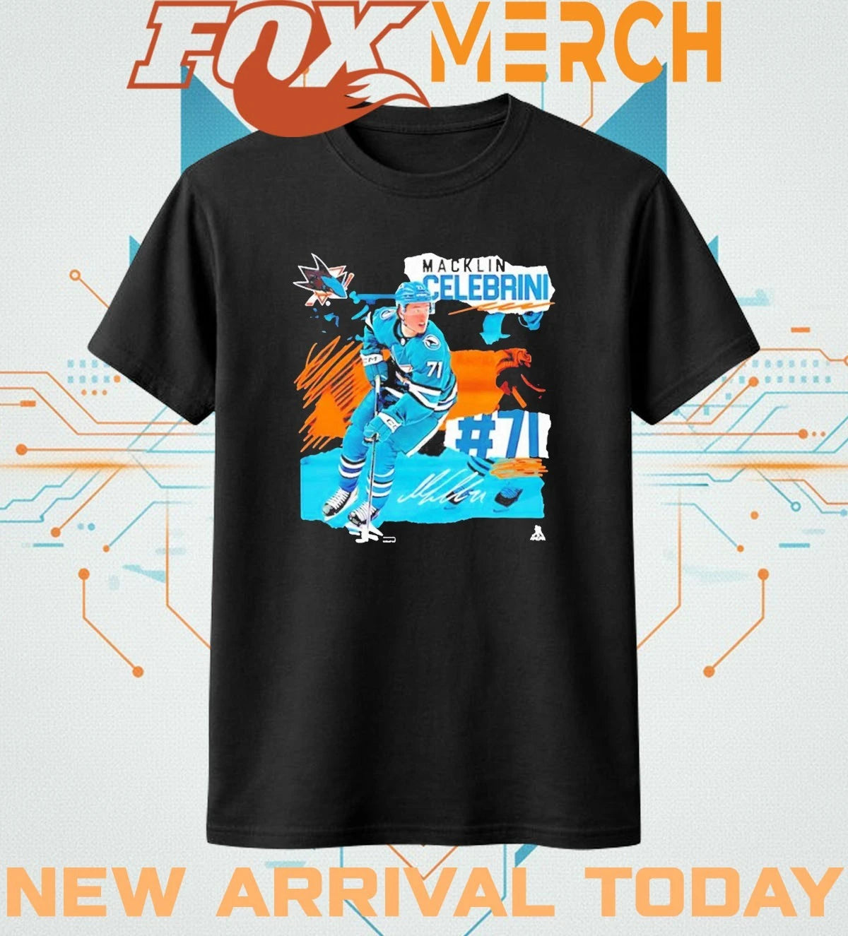 Macklin Celebrini San Jose Sharks Fresh Ice signature t-shirt