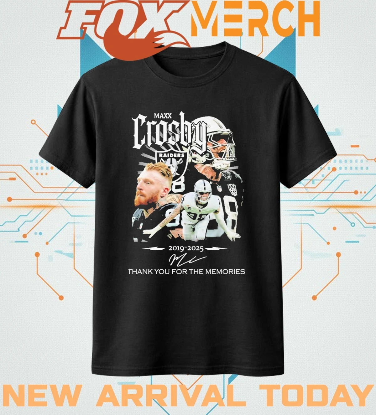 Maxx Crosby 2019-2025 thank you for the memories signature t-shirt