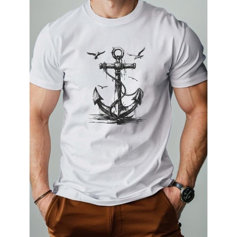 nautical Bold Anchor Illustration men's Tshirt comfort fit Made in USA Hoodie, Sweatshirt | TeeBloomCo.com