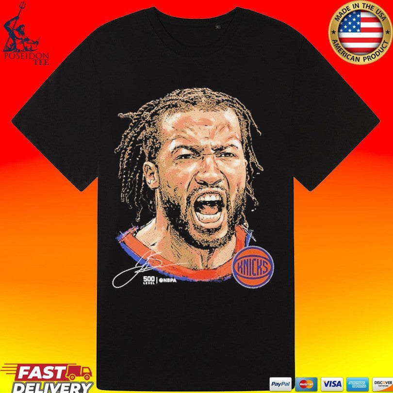 New York Knicks Jalen Brunson 500 Level Black Portrait T-shirt