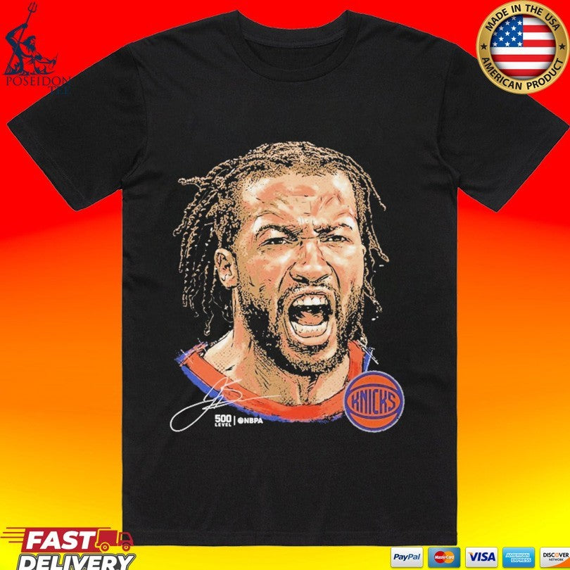 New York Knicks Jalen Brunson 500 Level Black Portrait T-shirt