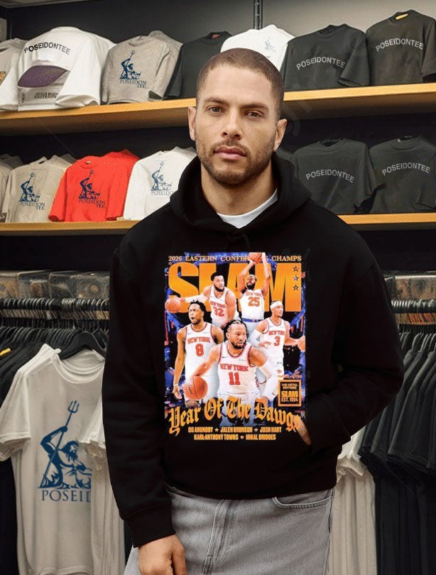 New York Knicks Slam 262 Year Of The Dawgs 2026 Eastern Conference Champs Magazine Cover Orange Metal Editions Premium T-shirt