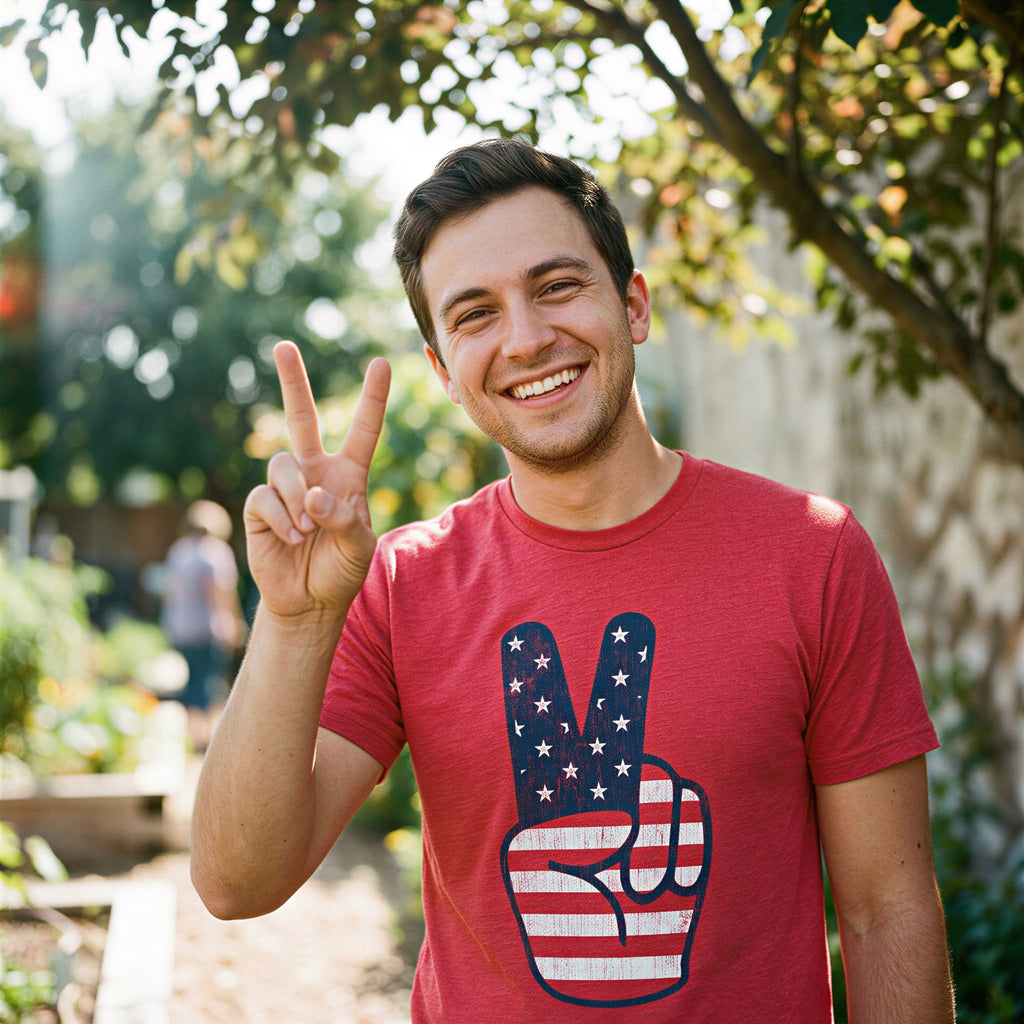 Peace Sign American Flag Men's T Shirt