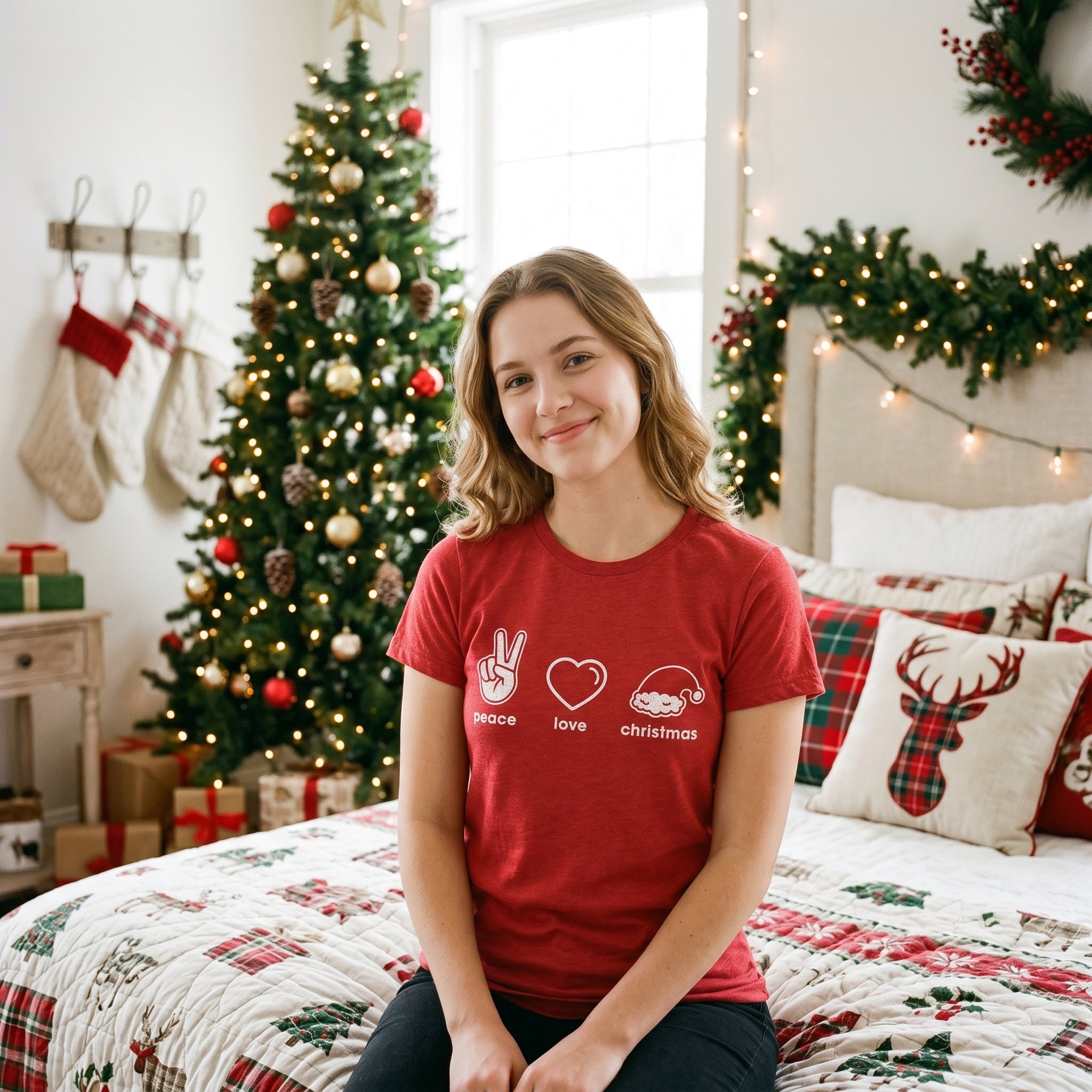 Peace Love Christmas Women's T Shirt