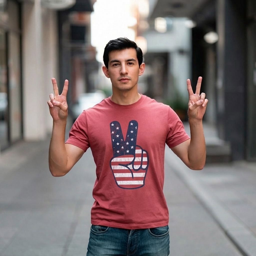 Peace Sign American Flag Men's T Shirt