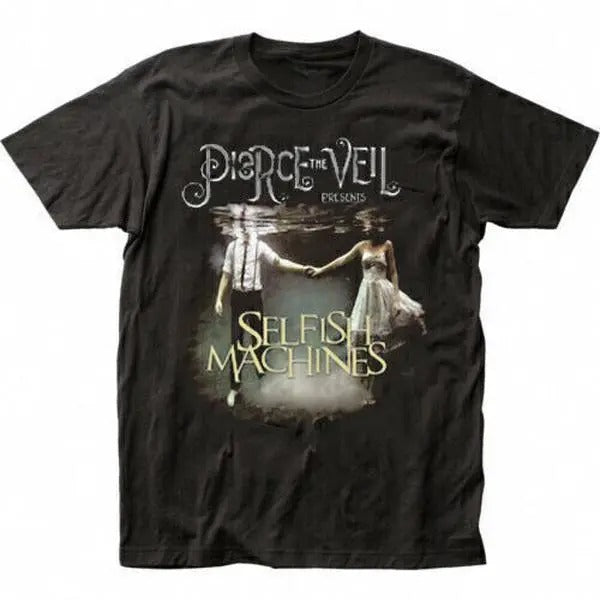 pierce the veil selfish machines black short sleeve cotton t-shirt unisex black Hoodie, Sweatshirt | TeeBloomCo.com