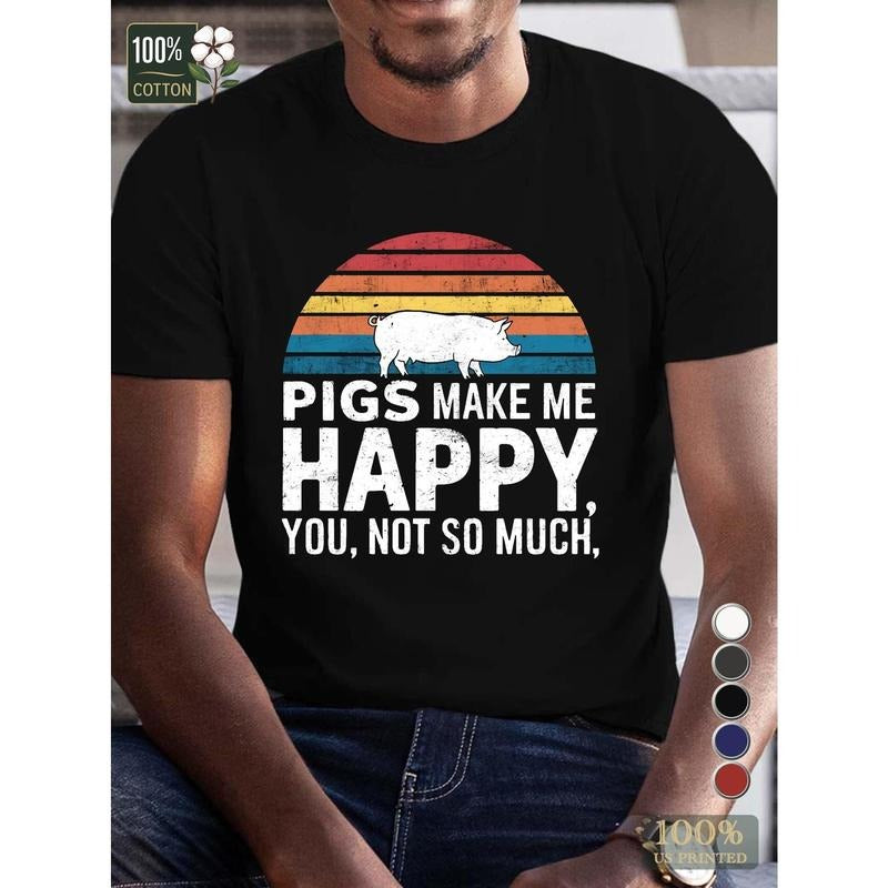pigs Happy pure cotton men's Tshirt comfort fit made in usa Hoodie, Sweatshirt | TeeBloomCo.com