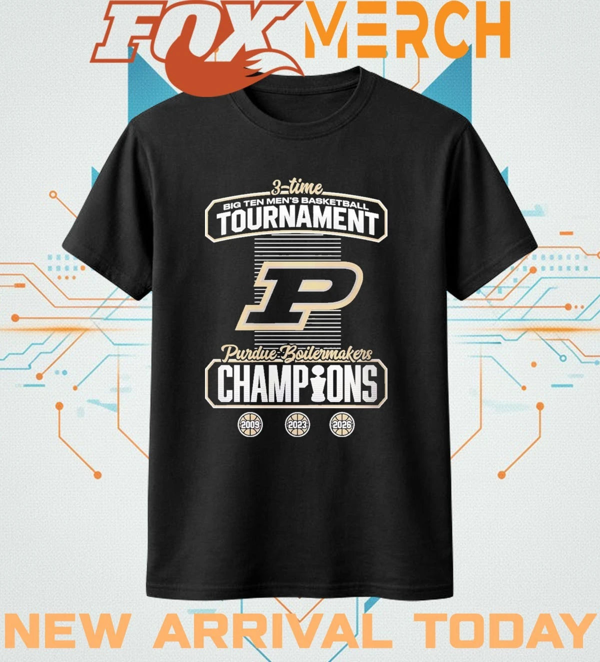 Purdue Boilermaker 3-Time Big Ten Men’s Basketball Tournament Champions t-shirt