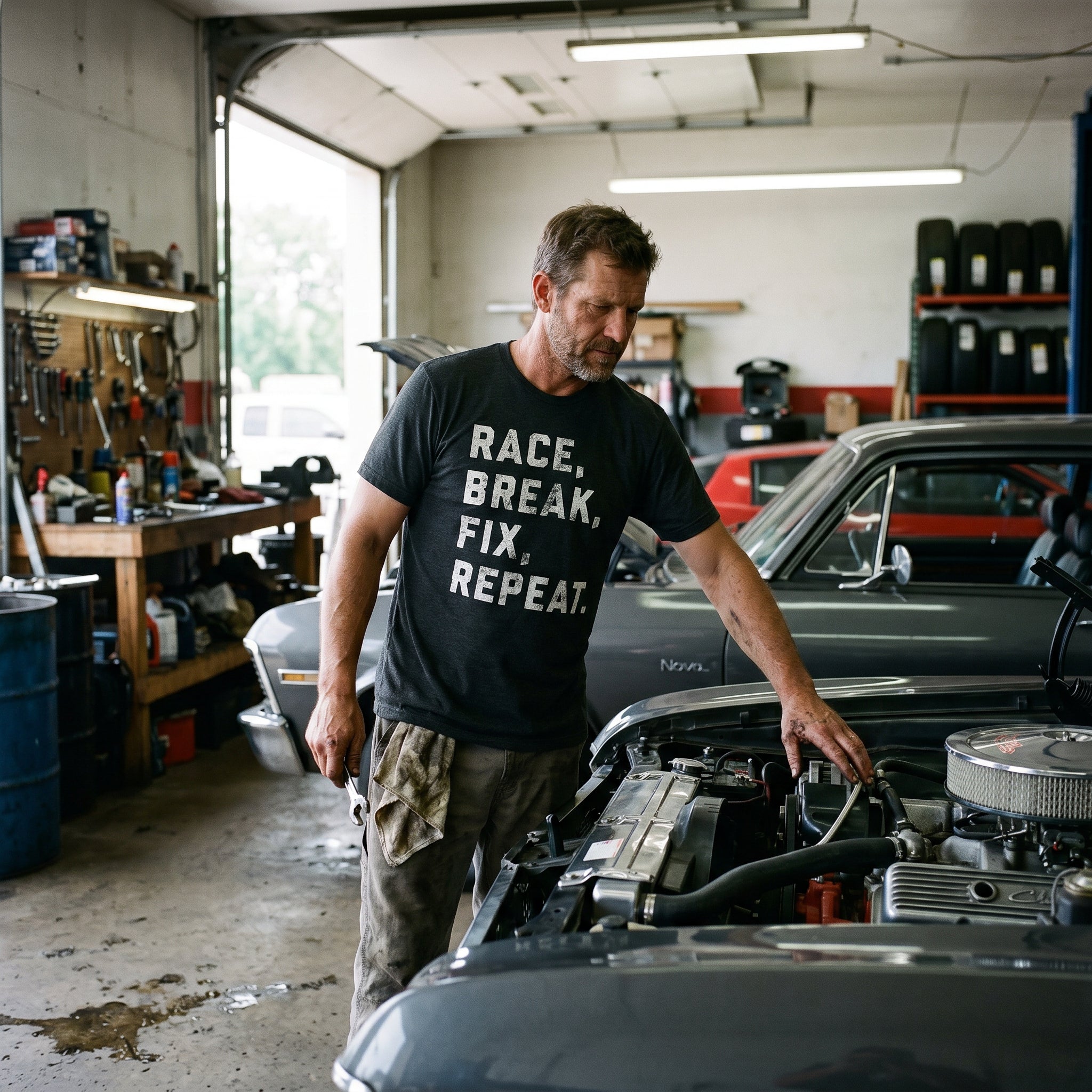 Race Break Fix Repeat Men's T Shirt