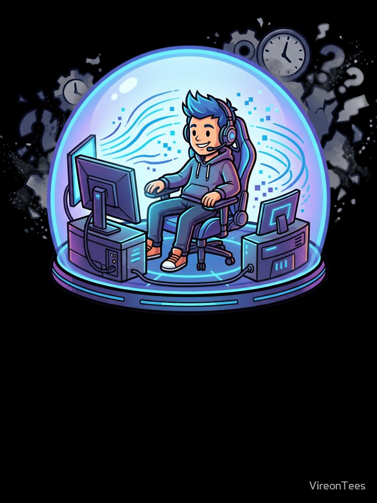 Gamer in Flow State – Protected Gaming Zone Illustration by VireonTees