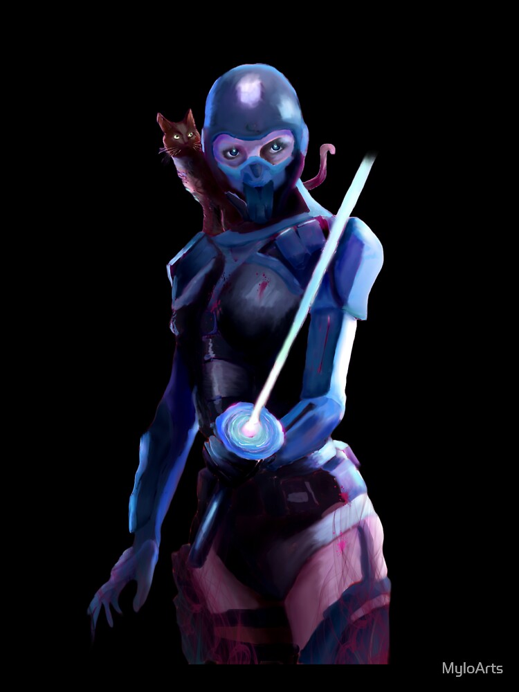 Cyber Samurai & Cat by MyloArts