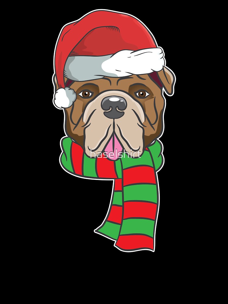 Funny Christmas Dog Xmas Santa Bulldog Holiday Gift by haselshirt
