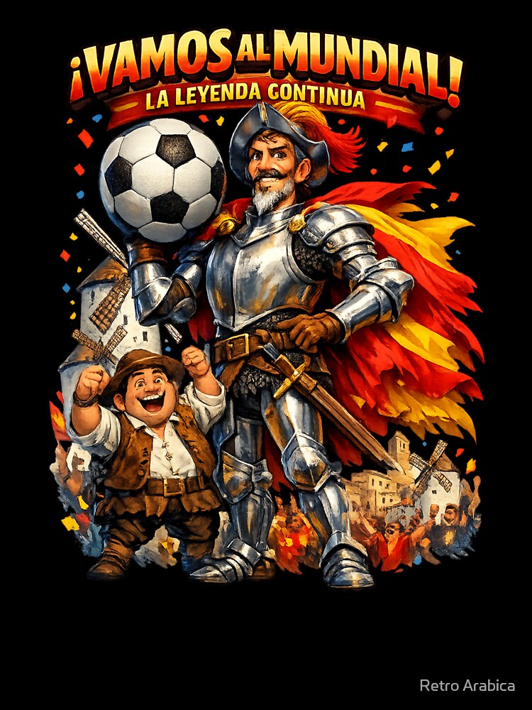 Spain World Cup 2026 Don Quixote Fan Shirt by Retro Arabica