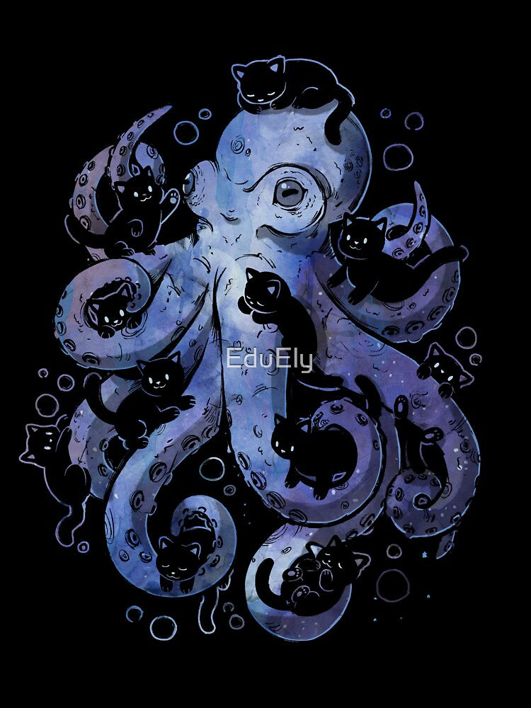 Octopurr Cute Watercolor Octopus Cat by EduEly