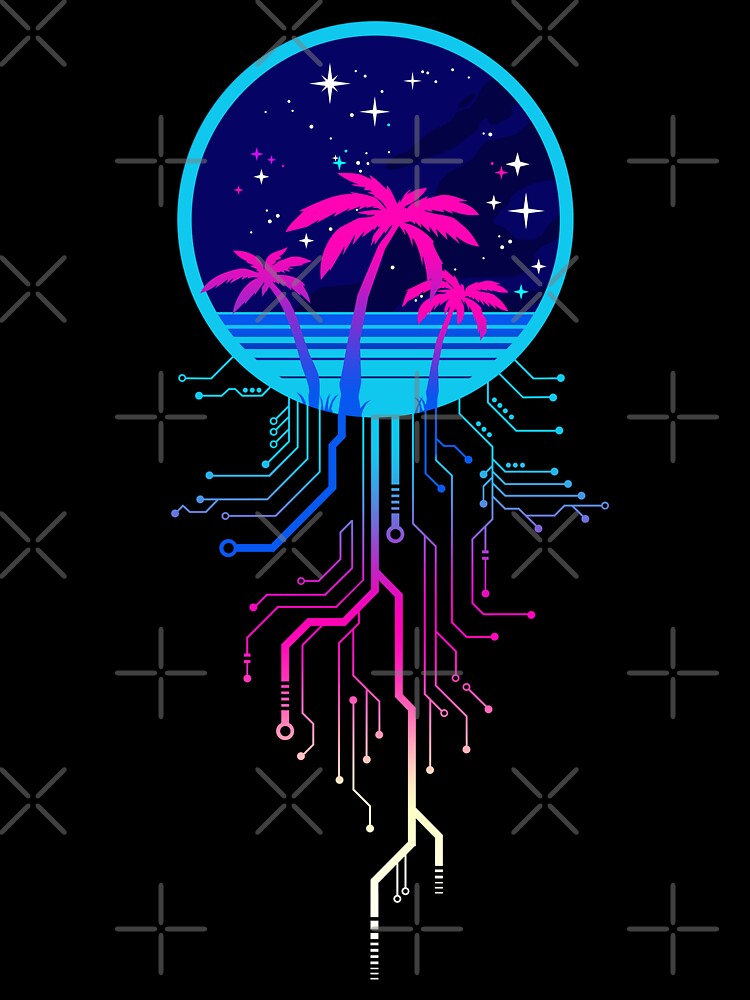 Synth Island Vaporwave Palms (Cyberpunk) by forge22