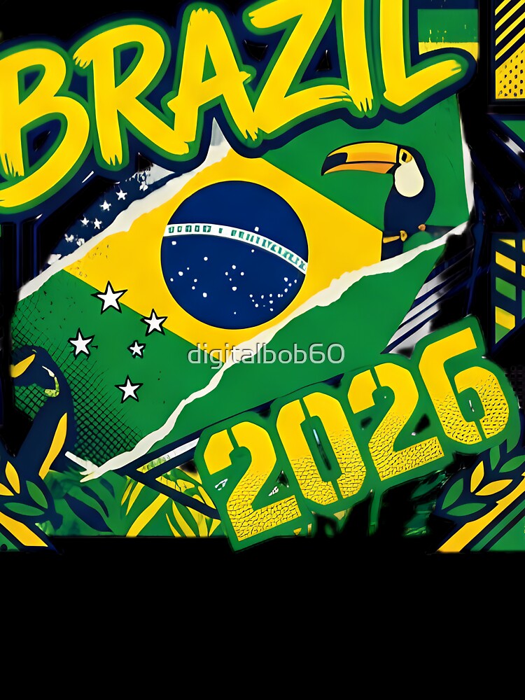 Brazil 2026 Pride - Vibrant Flag and Toucan Soccer Fan Art by digitalbob60
