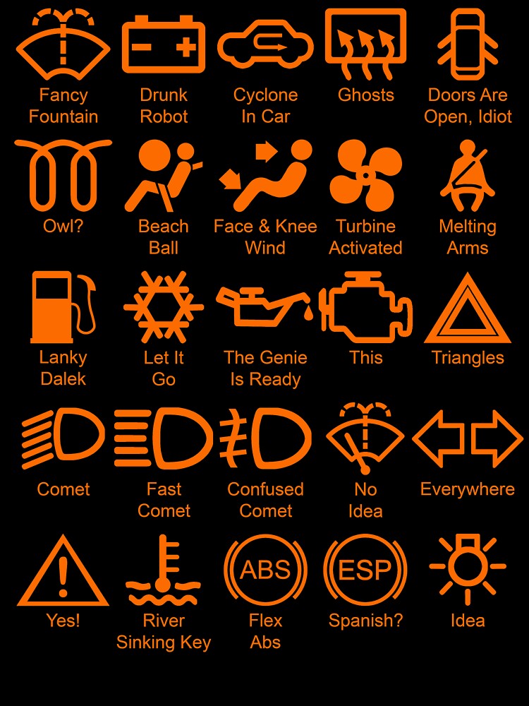 Car Dashboard Symbols T-Shirt by Macabretees
