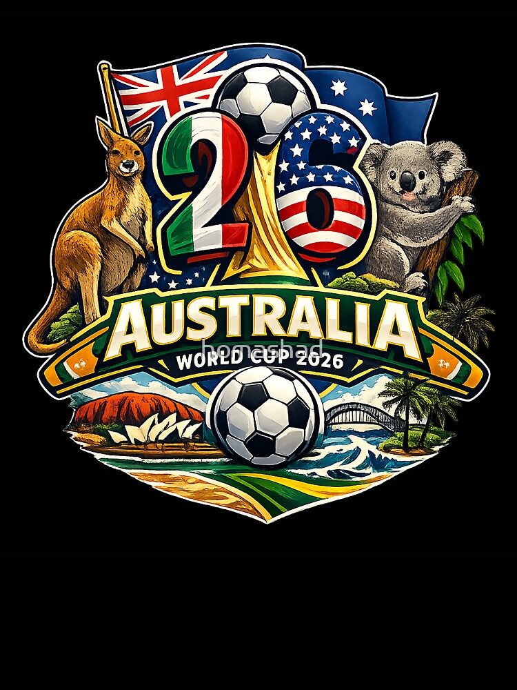 Australia 2026 Football Supporter Kangaroo Green & Gold Fan Art by homashad