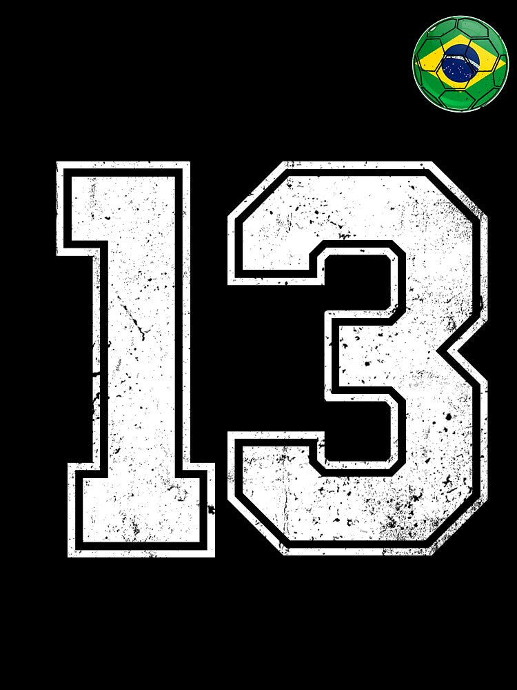Number 13 Brazil Futbol Football Brazilian soccer Flag Jersey by RoyesButler