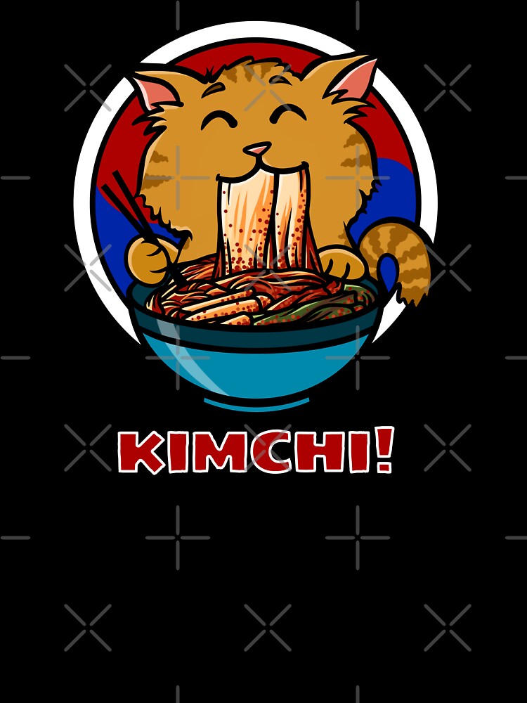 Kawaii Orange Cat & Kimchi Trio - Authentic Baechu, Chonggak, & Gat Kimchi Art by Jesta Graphics