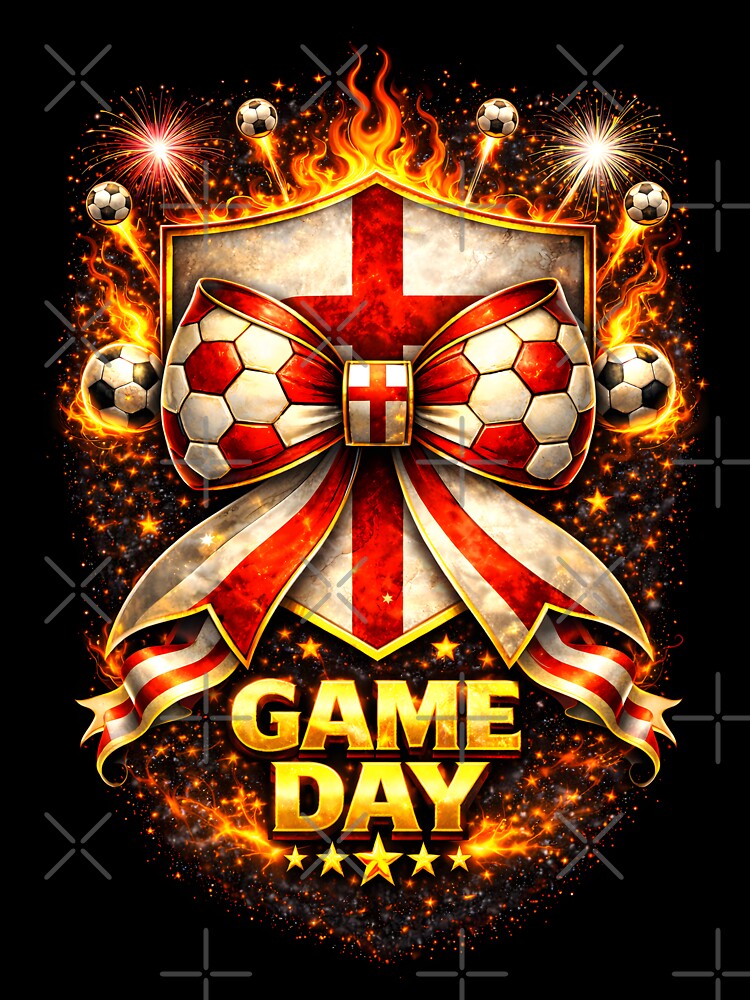 England Soccer Bow Game Day Flaming Crest Graphic by MuniraWearify