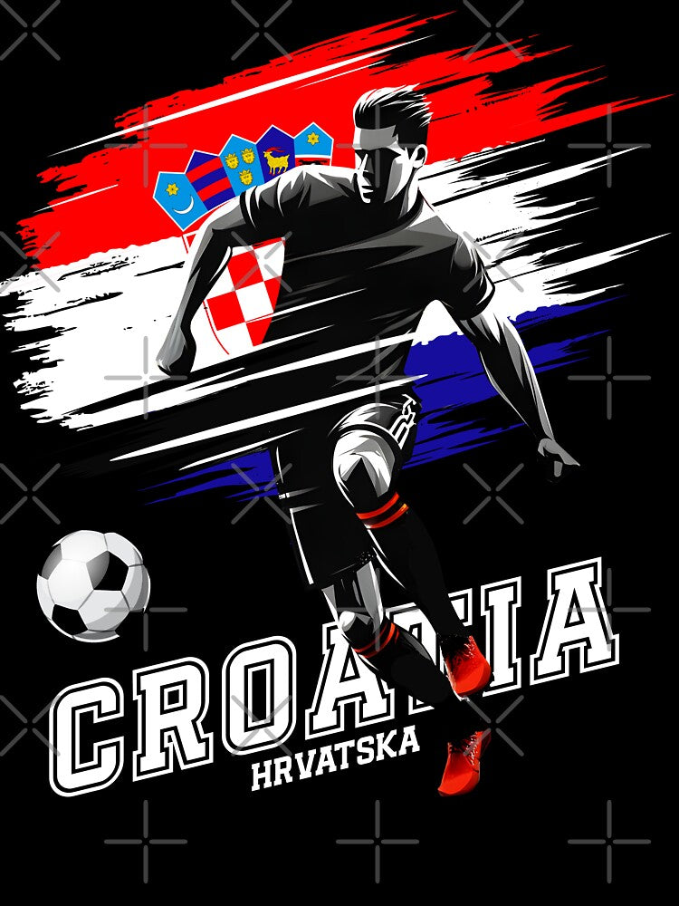 Football Soccer Croatia Croatian Flag Player Grunge Silhouette by Infinitee8hirts