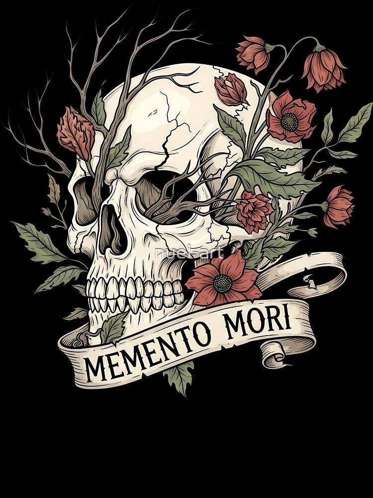 Memento Mori Skull and Dead Leaves by nuel-art