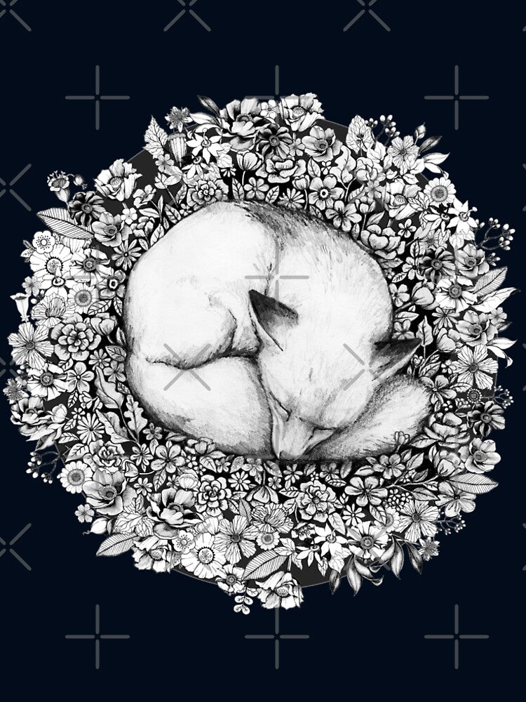 Fox Sleeping in Flowers by Linn Warme