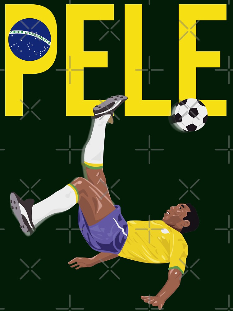 Bicycle Kick - Pele - SOCCER FOOTBALL - BRAZIL GLOBE FLAG YELLOW TEXT by AMGraphicStudio