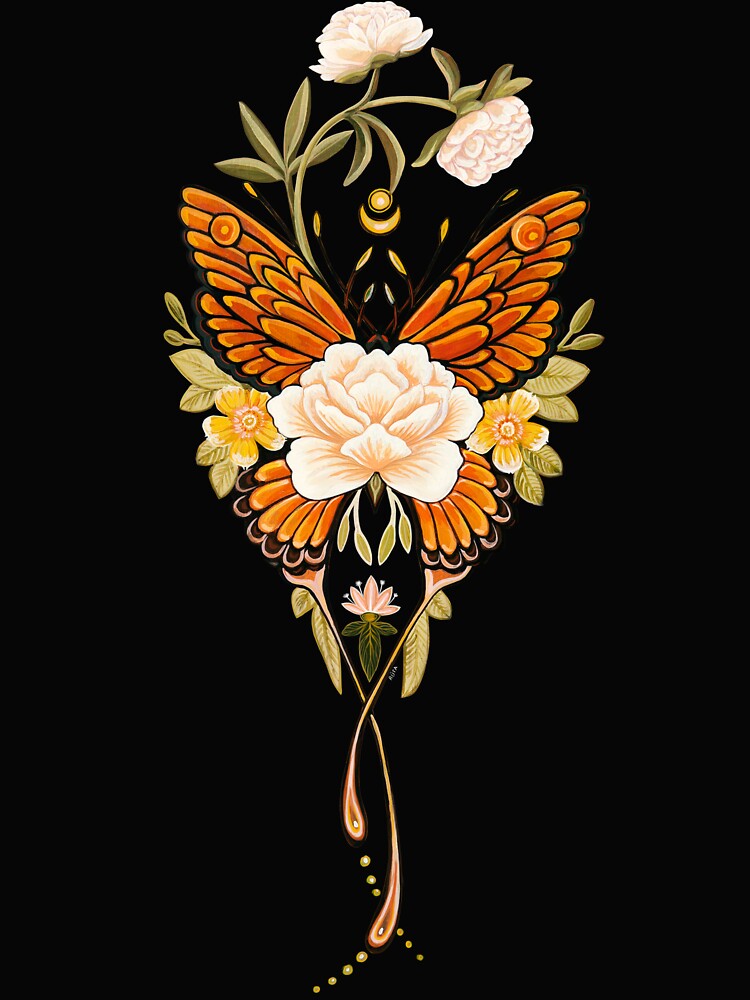 Tattoo Butterfly Peonies by Ruta