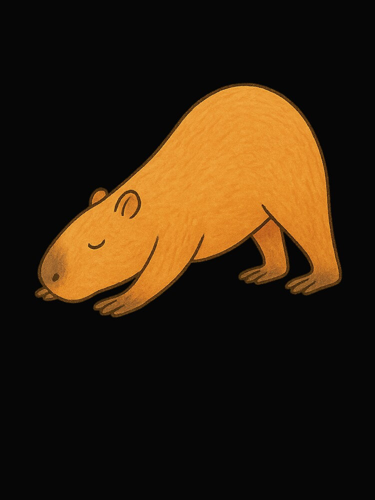 Capybara Downward Dog Pose – Cute Relaxed Capybara Yoga Illustration by digitalbitcraft