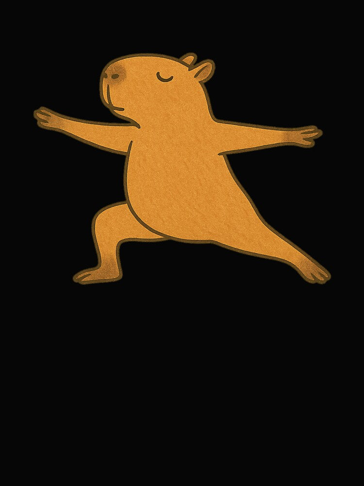 Capybara Warrior Pose – Cute Meditating Capybara Yoga Illustration by digitalbitcraft