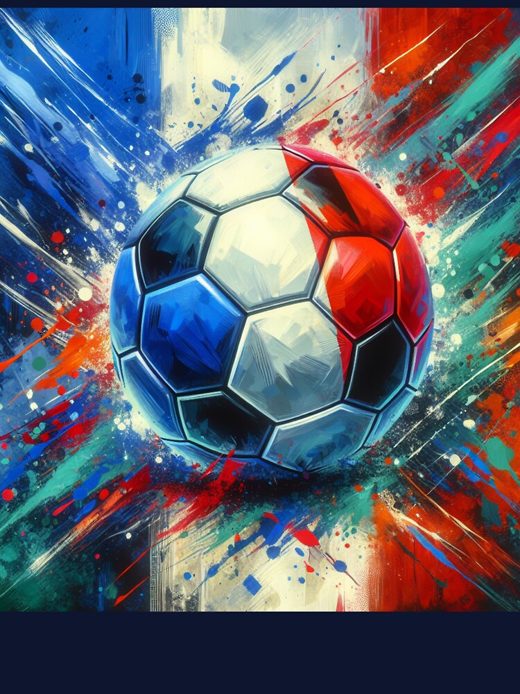 France Soccer Ball Art Dynamic Football Painting in French Flag Colors by ssmg80