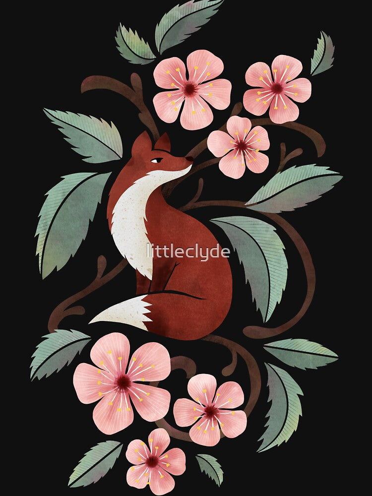 Fox in Cherry Blossoms by littleclyde