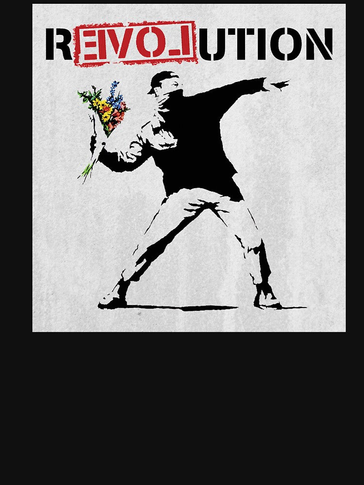 Banksy Flower Thrower REVOLution on Concrete Wall by Kaibosh21