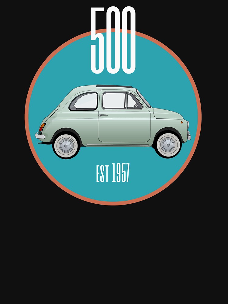 Fiat 500 vintage car teal blue design by MiloHarris