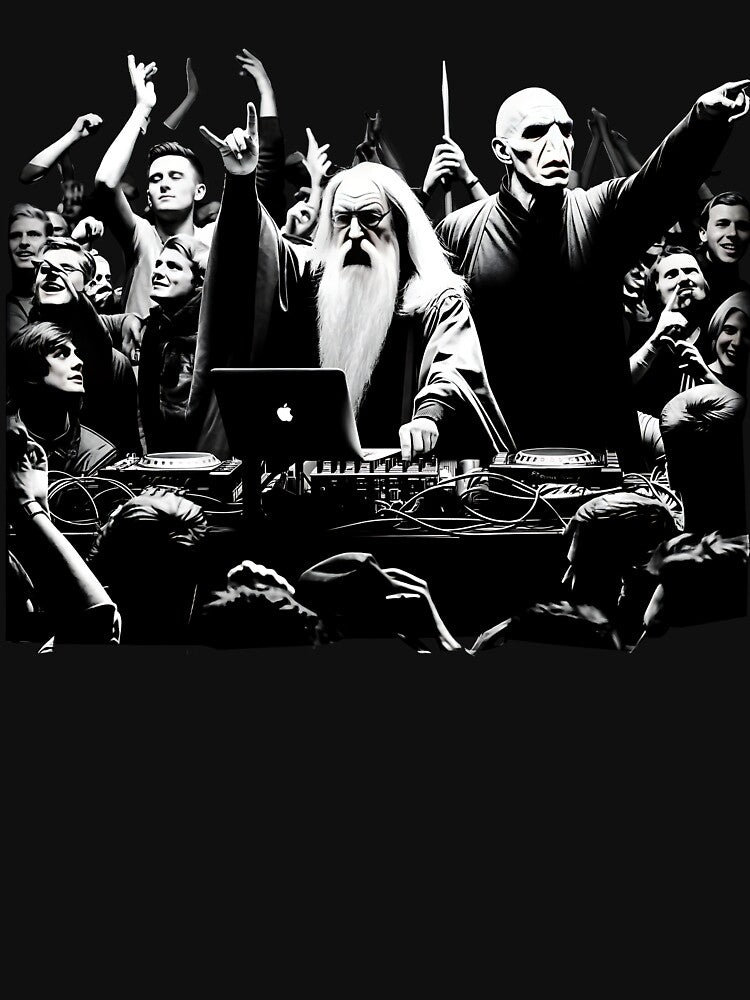 Dark Wizard DJ Party Classic T-Shirt – Fantasy Meme Concert Parody Art by FishandFolie
