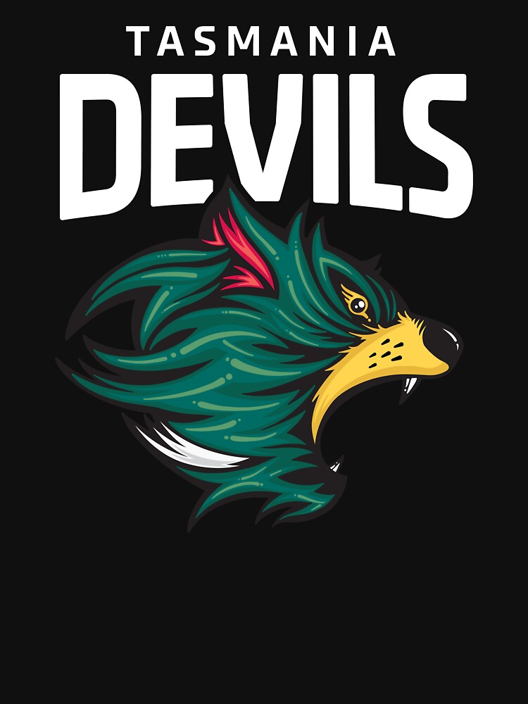Tasmania Devils Football Club White Lettering by LAMEBOYO