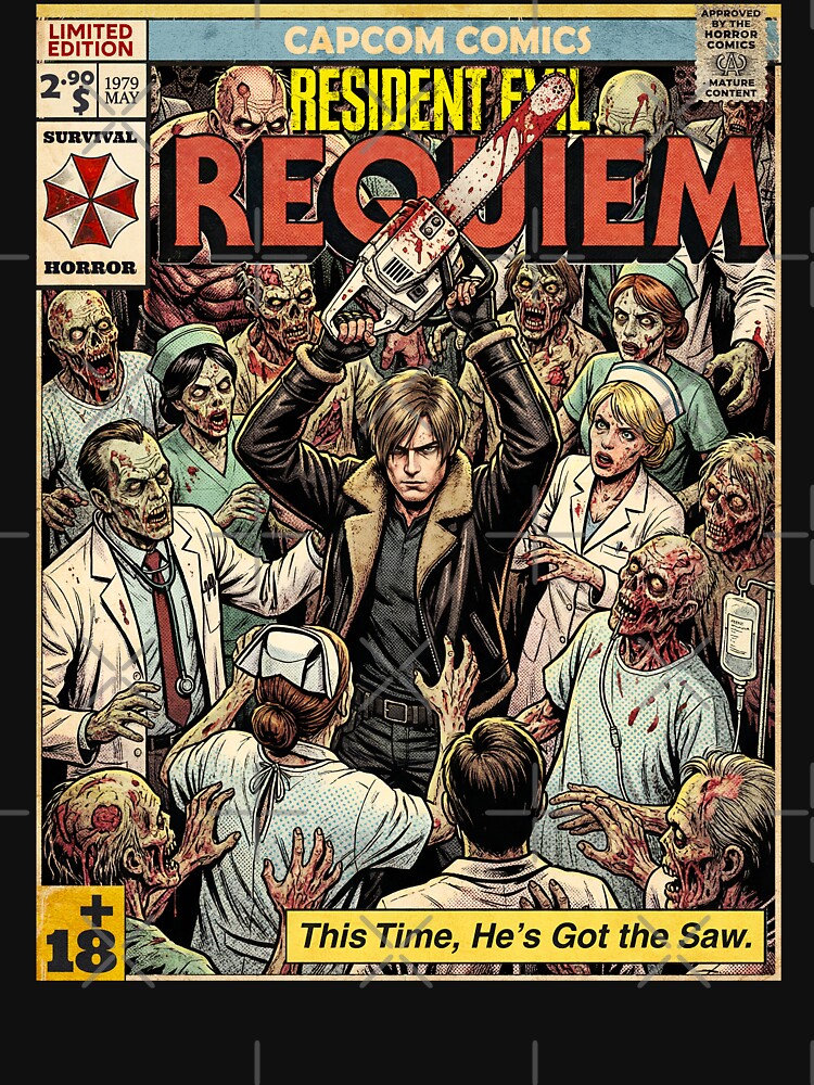 Resident Evil 9 Requiem Leon Vintage Comic Cover Art by Back2Collage