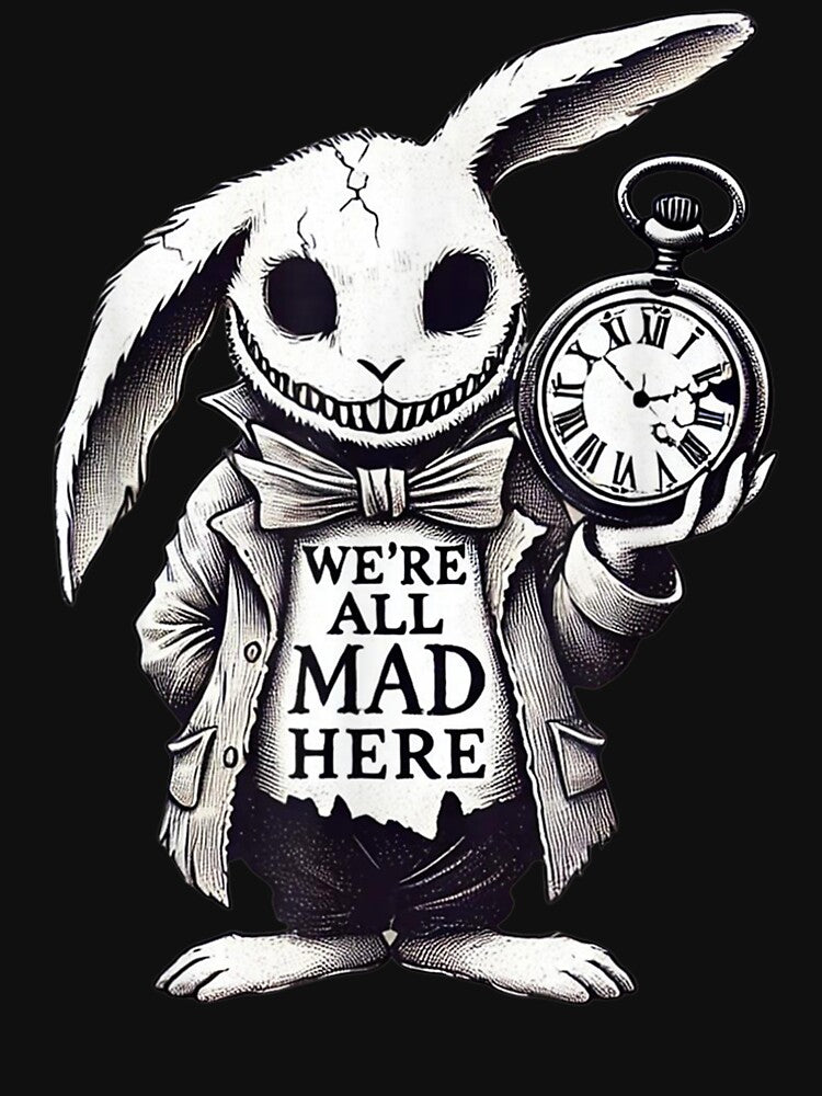 Quote Fun Alicee in Wonderland ANIMAL We're All Mads Here Rabbit Hatter by DavidZunigax0