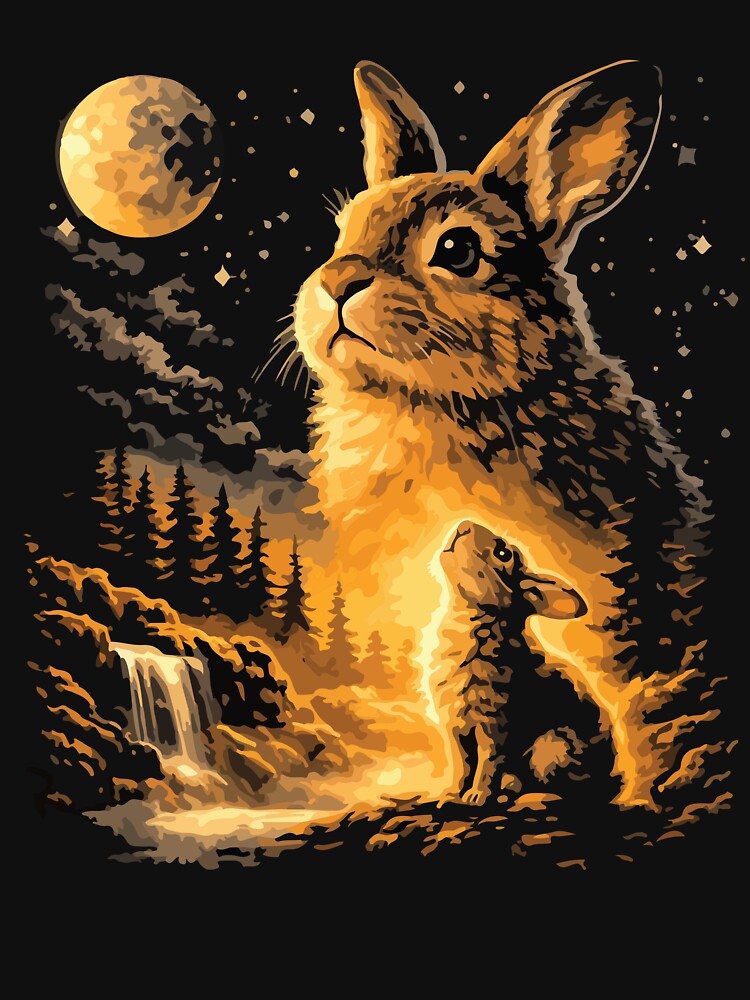 Howling Bunny Moon Vintage 90s Easter Animal Retro by kiralynstration