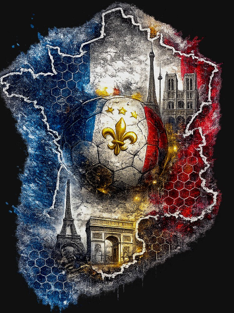 France Football Map Art | French Soccer Fan Graphic | France Inspired Sports Design by TheWorldGameStudio