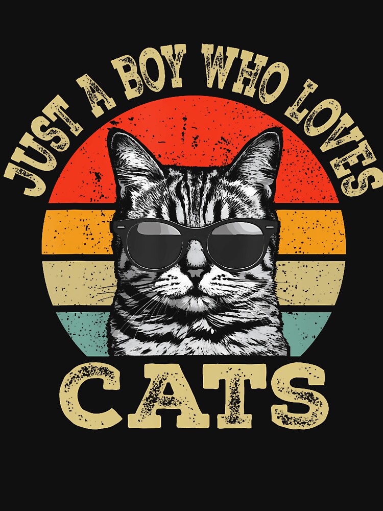 Just A Boy Who Loves Cats Boy Kid Cat Lover For Boys Vintage by KristenSophie