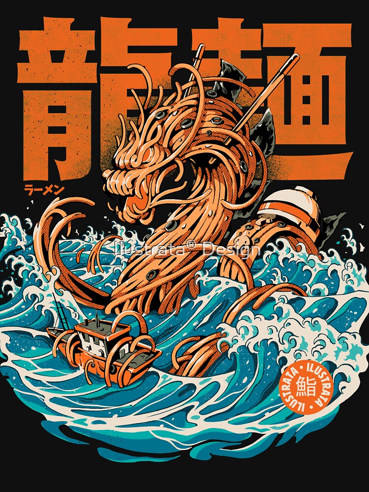 Black Great Ramen Dragon off Kanagawa by Ilustrata®
