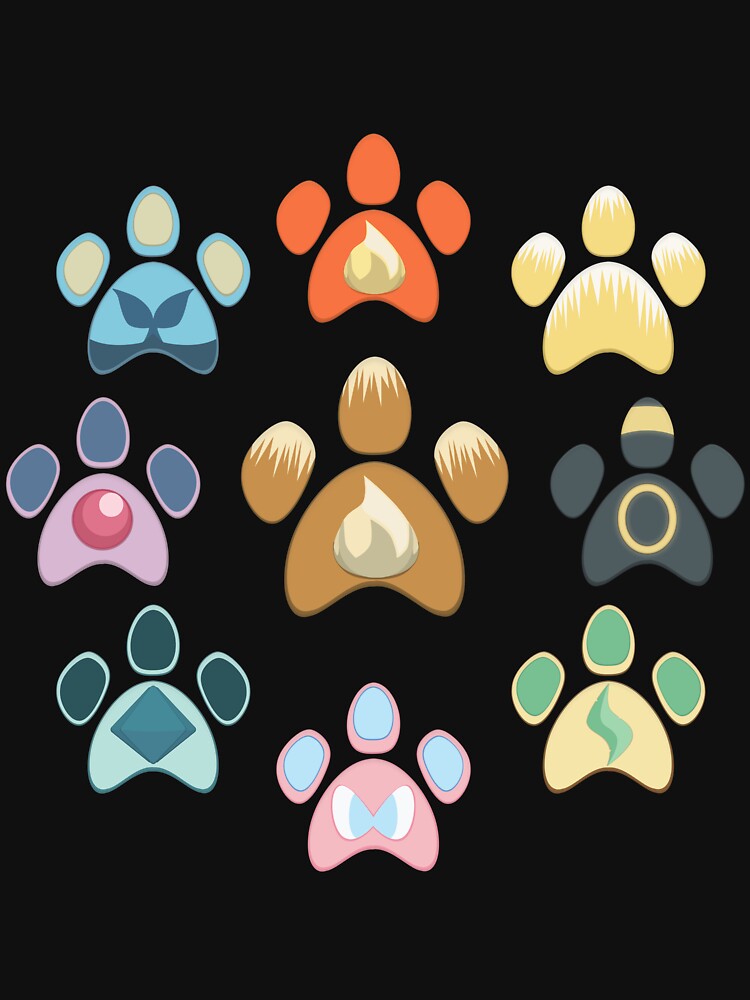 Eeveelution Pawprints by galaxydaydreams