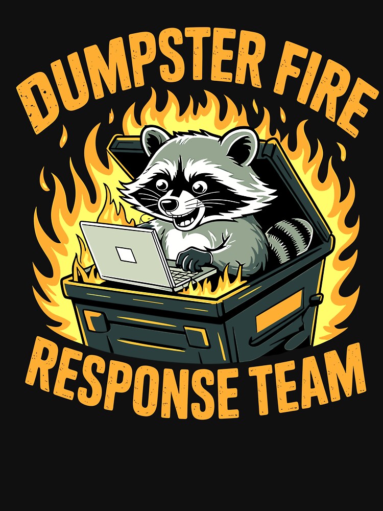 Dumpster Fire Response Team Raccoon by designleon19