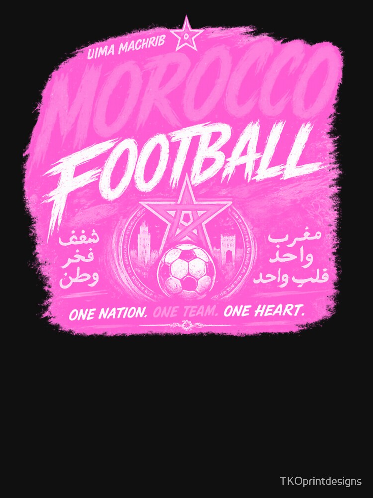 Morocco Football Pink Typography Design | National Football Fan Graphic by TKOprintdesigns